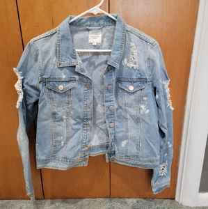 Distressed denim jacket